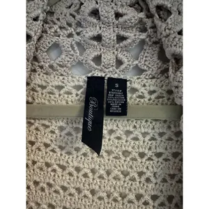 Women’s Boutique Crochet Cream High Low Shawl Duster Fringe Sz S thumbnail 4