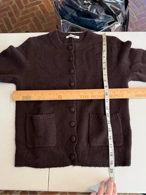NEW MADEWELL Patch-Pocket Cotton-Blend Cardigan in brown size small fall winter thumbnail 7