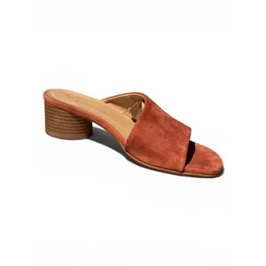 Anthropologie Rust Suede Block Heel Mule Sandals EU 37 US 6 Minimal Spain thumbnail 4