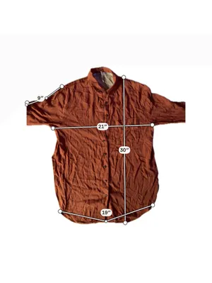 Free People Button-Up Blouse in Rust Orange, Size S thumbnail 7