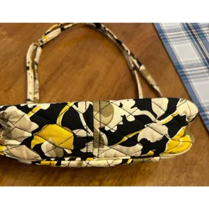 Vera Bradley Frannie CrossBody Yellow Black Dogwood Pattern Zip Close Floral thumbnail 3