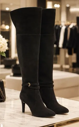 Rialto Clea Black‎ Faux Suede Over-The-Knee Boot 4 Inch Heel Special Occasion 9 thumbnail 1