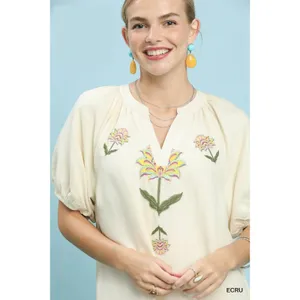 Umgee Embroidered Floral Babydoll Dress - ECRU - Medium thumbnail 4