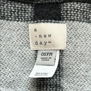A New Day Black and Gray plaid blanket poncho thumbnail 2