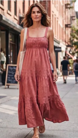 Women's J.Crew Maxi Dress Size S Pink Tiered Sleeveless thumbnail 1