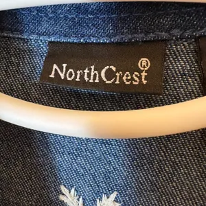 Vintage NorthCrest Blue Denim Christmas Patchwork Jacket Snowman Holiday‎ Large thumbnail 3