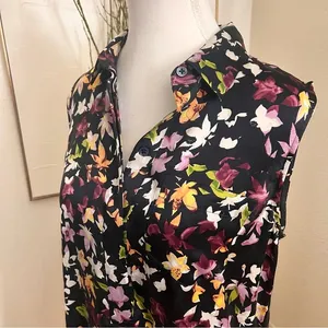 EQUIPMENT Femme Tira Sleeveless Floral Print Silk Dress‎ Asymmetrical Hem Size S thumbnail 6