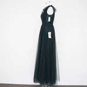 Betsy & Adam‎ - Hunter Green V-Neck Sleeveless Tulle Gown thumbnail 6