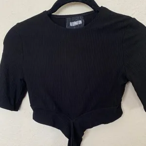 Reformation‎ rib knit cut out criss cross crop top black Size S thumbnail 2