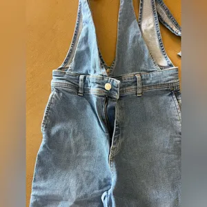 Free People Light Blue Denim Wide-Leg Jumpsuit thumbnail 5
