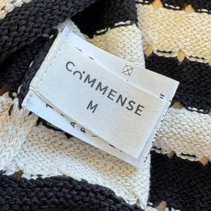 Commense Black Cream Striped Knit Sweater Vest Top Scoop Neck OA221220020 Summer thumbnail 5