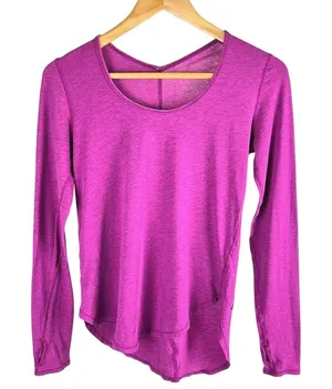 Lululemon Purple Long Sleeve Top Thumb Holes Athletic Shirt Love Scoop? Hot Pink thumbnail 1