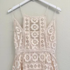 Free‎ People "Just Like Honey" ivory lace Mini dress Size 8 Boho Feminine thumbnail 5