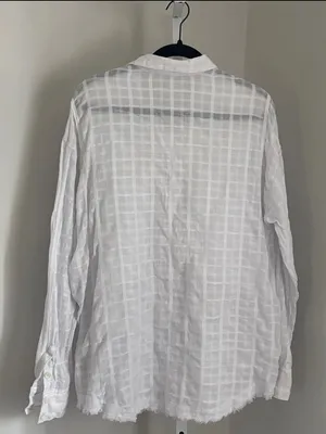 Free People Loveland Women’s White Button-Up Long Sleeve Windowpane Plaid Size L thumbnail 4