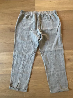 C&C California Linen Lyocell Cropped Pull On Pants Gray Size Large thumbnail 8