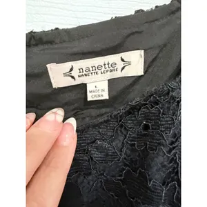 Black Floral Lace Peplum Top Square Neck NWT Size L‎ thumbnail 2