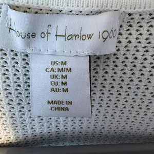 House of Harlow 1960 White Mesh‎ Swim Cover Up Mini Dress Boho Peasant Heavy M thumbnail 3