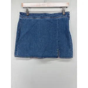 American Eagle Womens Denim Skort High Rise Next Level Stretch Blue 4 thumbnail 2