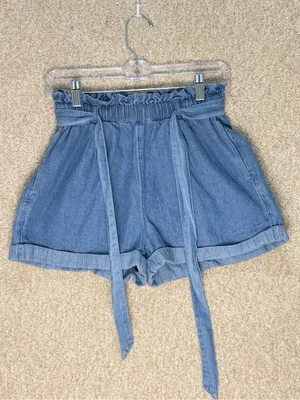 Imperfect‎ 100% cotton xs shorts American Eagle denim front tie belted pockets thumbnail 2