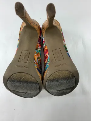Fioni Floral Platform Pumps Cork Stiletto High Heels Multicolor Y2K Womens 8W thumbnail 7
