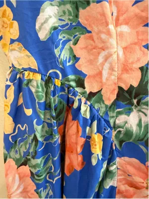 Entro Botanical Print Cap Sleeve Midi Dress in Blue Size S thumbnail 5