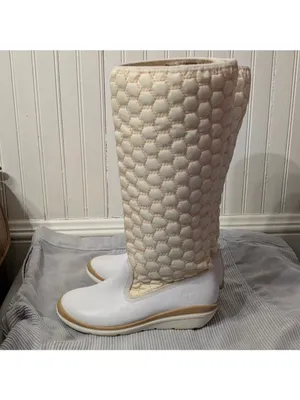 Timberland Kickadillaquilt Size 6 Boots White Leather 14In Vintage thumbnail 6