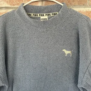 Victoria’s Secret PINK Terry Cloth Crewneck Sweatshirt Blue Medium thumbnail 3
