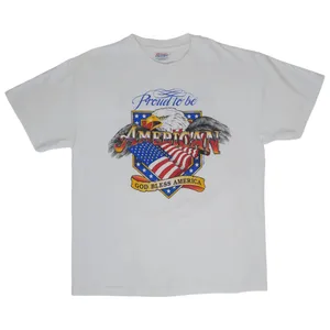Hanes Vintage Y2K Proud to be American Bald Eagle Graphic T-Shirt thumbnail 1