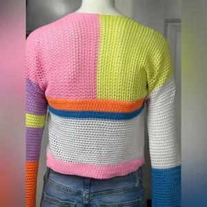 Unbranded Colorblock Colorful Women's Crochet Sweater thumbnail 10