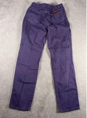 VTG Women's 90s Purple Wash Denim Wrangler Jeans 13/14x34(38x34) Cowgirl Cut USA thumbnail 1