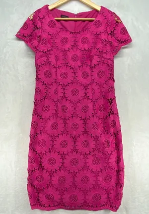 Talbots Pink Lace Dress Floral Occasion Party Cocktail‎ Short Sleeve Size 4 thumbnail 1