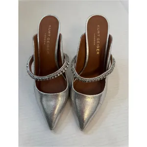 Kurt Geiger London Silver Rhinestone Studded Stiletto Heels Womens 9 Glam Formal thumbnail 9