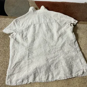 Cherokee Linen Pintuck Button Down Shirt Womens XL Beige Coastal Grandma Summer thumbnail 6