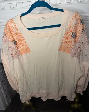 We The Free Cream Top with Peach Bandana Shoulder Panels thumbnail 1
