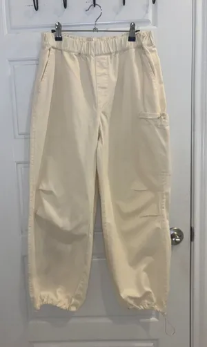 Madewell Cream Cargo Parachute Pants Pull On Drawstring Utility Sz M thumbnail 1
