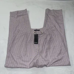 NWT Nasty Gal Sz 10 High Waisted Tapered Check Pants In Lilac thumbnail 5
