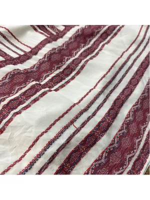 Maggy London Womens Size 6 Maxi Dress White Burgundy Stripe Embroidered Sundress thumbnail 14