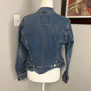 Levis Denim Trucker Jacket Large JR Medium Wash Blank Red Tab 0870 HP 019 thumbnail 3