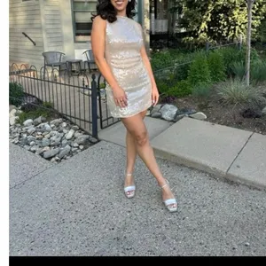STAUD Off-White Sequin Mini Sleeveless Cocktail Eton Sparkle Dress size Small thumbnail 14