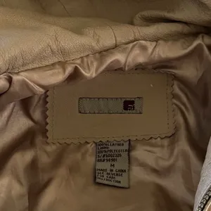Vintage Y2K Buckle Tan Leather Hooded Granola Girl Moto‎ Jacket Size M thumbnail 6