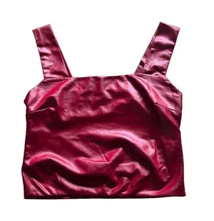 Illa Illa Metallic Red Open Back Crop Tank Top Small thumbnail 1