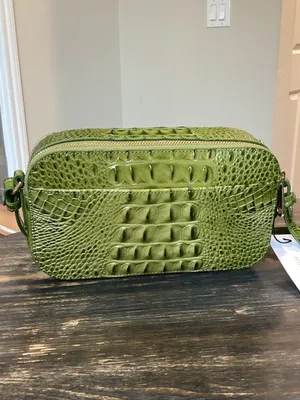 Brahmin Danica Olive Green Melbourne Ombre Croc-Embossed Leather Crossbody Bag thumbnail 3