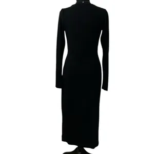 Good American Black Long sleeve Stretchy Mild Wrap Dress(Size 2/Medium) thumbnail 4