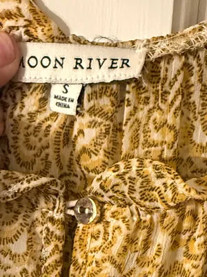 Moon River Boho Tiered Dress Yellow Flutter Sleeve Cottagecore prairie smalll thumbnail 2