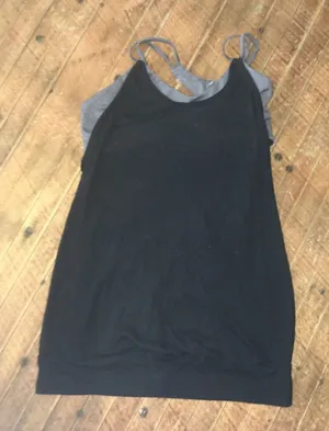 Alo Yoga black and gray layered athletic tank top with built in bra thumbnail 1