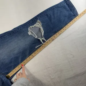 American Eagle 10 Long 10T Highest Rise Mom‎ Jeans Ripped Knee Distressed Blue thumbnail 15