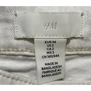 H & M Women's Wide Leg Crop‎ Jeans Cream Distressed Raw Hem Size 2 thumbnail 6