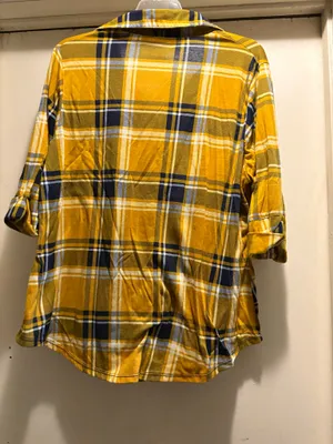 Paper + Tee mustard plaid 3/4 sleeve button up shirt, 1X thumbnail 2