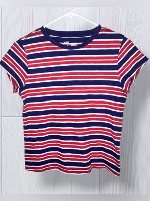 AERIE Classic Striped Short Sleeve Baby Tee | Red Navy & White thumbnail 3