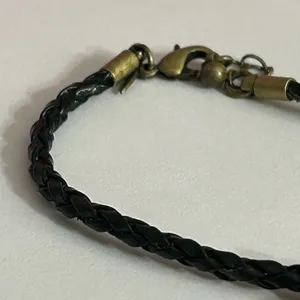 Avon Black and Antique Gold Braided 3” Bracelet Turquoise Color Pendant thumbnail 2
